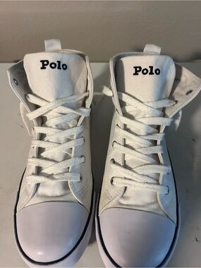 Polo White High-Top Canvas Sneakers